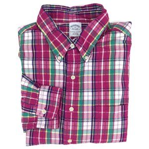 Brooks Brothers Slim Fit Seersucker Plaid Shirt XL